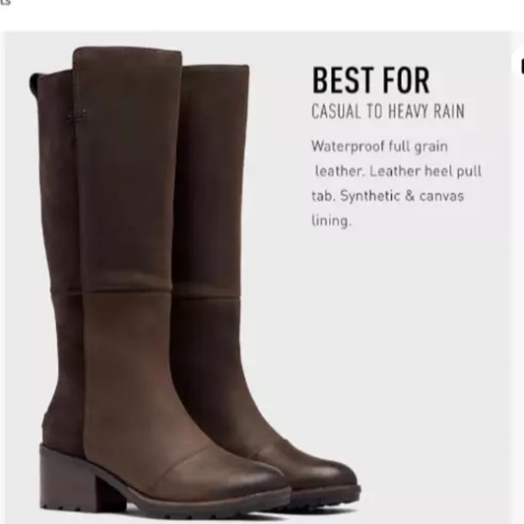 Sorel Cate leather knee-high boot. Block heel, brown, size 8 - Picture 12 of 13